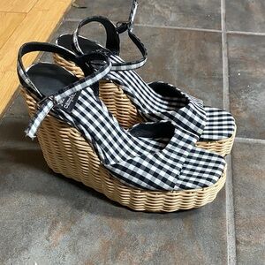 Jeffrey Campbell Black and White Gingham Sandals